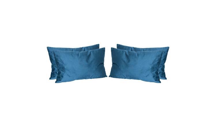 Nicola Spring Rectangle Velvet Cushions - 60cm x 40cm - Blue - Pack of 4