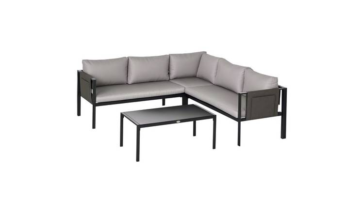 Outsunny 4 Piece Metal Corner Corner Sofa - Light Grey