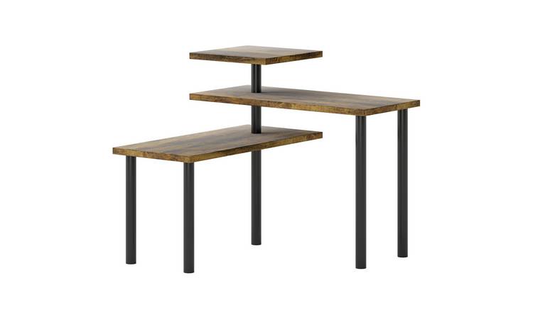 HOMCOM 3 Tier Adjustable Rack Kitchen Countertop Organizer - Rustic Brown