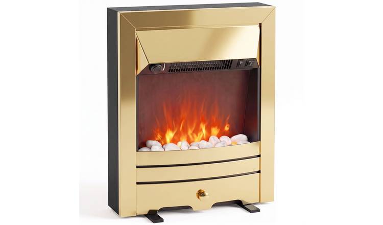 HOMCOM 2000W Freestanding LED Flame Electric Fireplace Stove – Gold