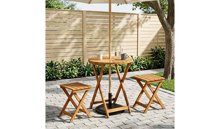 Walplus Folding Round Solid Wood Table - Natural - dia 60 x 75 cm