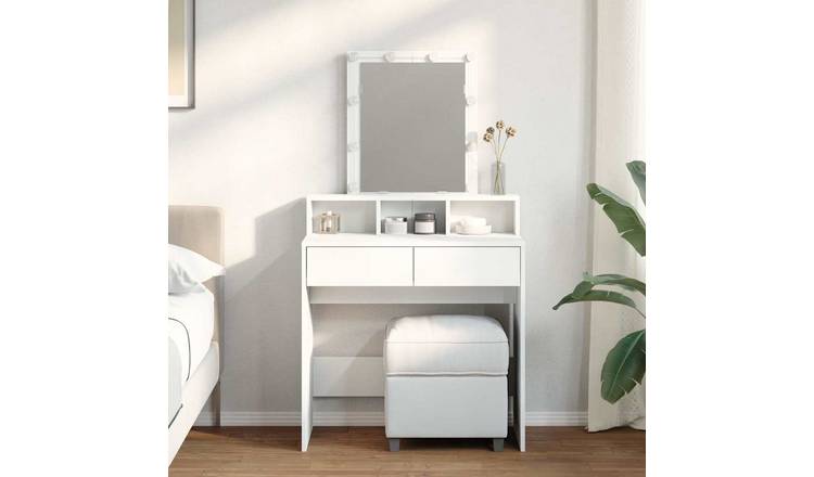 Walplus LED Glass Dressing Table - White - 80 x 41 x 144.5 cm