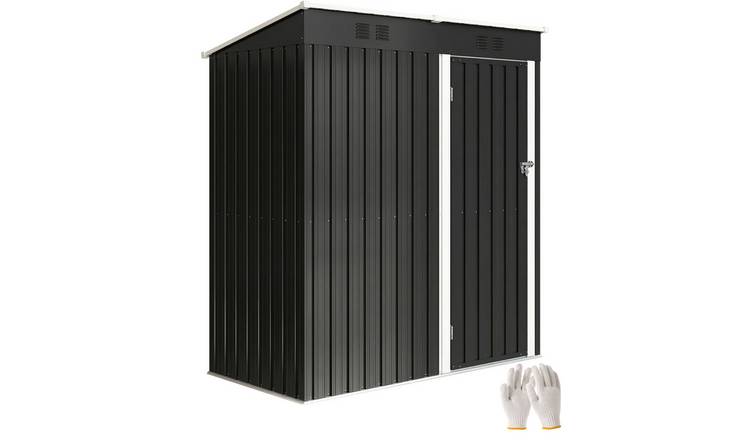 Outsunny 5 x 3ft Lean-to Metal Lockable Garden Shed – Dark Grey