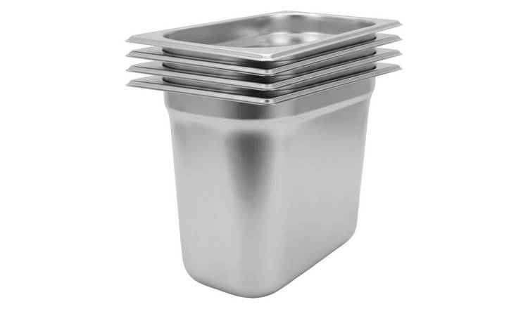 Argon Tableware Steel Gastronorm Containers 1/4 - 5.25L - Set of 4