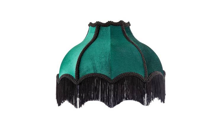 Happy Homewares Victorian in Emerald Green Velvet with Black Lampshade - 36cm