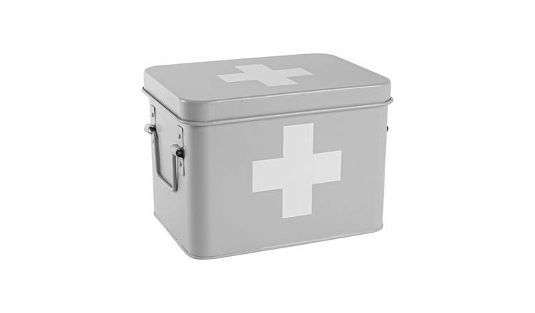 Harbour Housewares Vintage Metal First Aid Box - 23cm - Grey