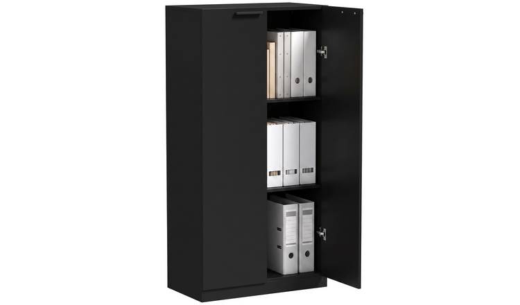 HOMCOM 3 Tier Wooden Tall Storage Cabinet Cupboard - Black