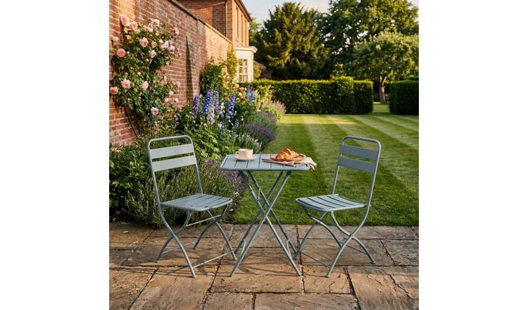 Artemis Home 2 Seater Metal Folding Bistro Set - Light Blue