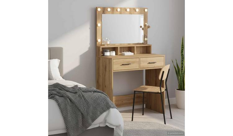 Walplus 2 Drawer Engineered Wood Dressing Table - Artisan Oak - 79 x 41 x 135 cm