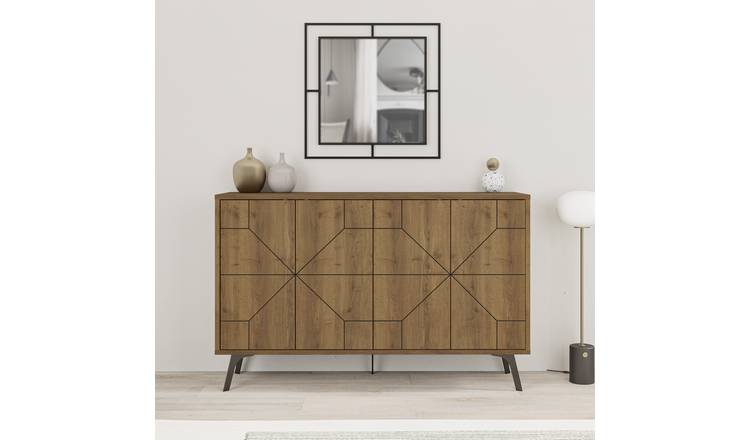 Decortie Dune 4 Sliding Door Sideboard - Dark Oak