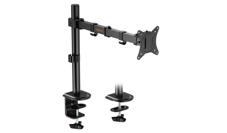 VonHaus 13-32in Adjustable Metal Single Monitor Mount with Desk Clamp – Black