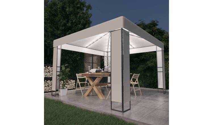 Walplus 3 x 3 m Gazebo with Double Roof and LED Lights - White