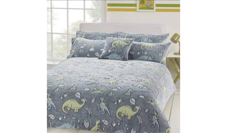 New Edge Blinds Dinosaur Glow in the Dark Teddy Duvet Set  - Double