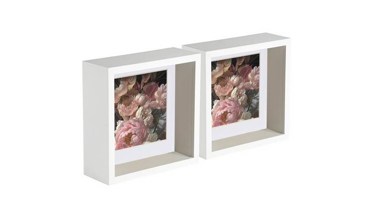Nicola Spring 3D Deep Box Photo Frames - 6 x 6" with Mount - Set of 5 - White