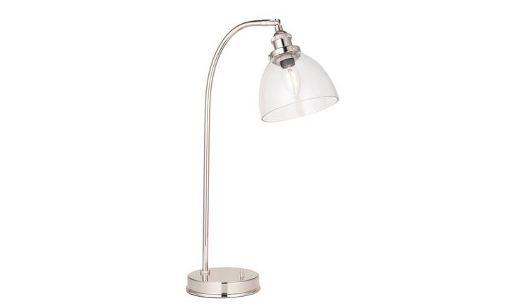 Loops Direct Steel and Glass Table Lamp - Bright Nickel