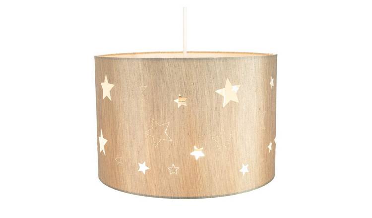 Happy Homewares Beige Linen Childrens Kids with Laser Cut Pendant Shade - 30cm