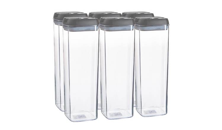 Argon Tableware Plastic Food Storage Containers - Grey - Set of 6
