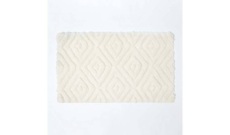 Homescapes Ikat Pattern Bath Mat - White