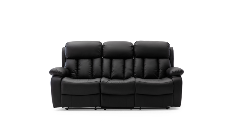 Furniture Online Chester Manual Recliner 3 Seater Leather Sofa – Black