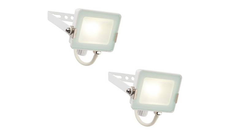 Loops Direct Pack of 2 17.3cm Aluminium LED Floodlight - Matt White High