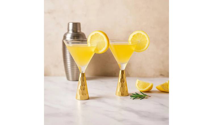 Orsina Set of 2 Astrid Wine Glasses With Finish Stem – Gold & Clear