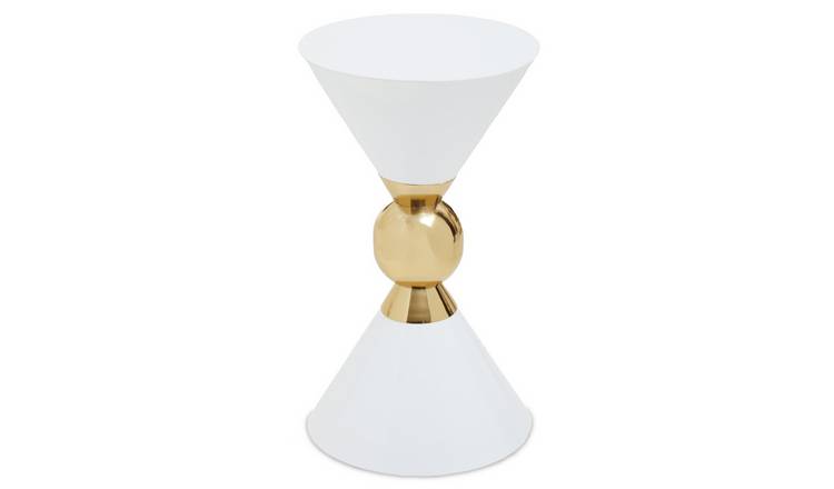 Orsina Jaipur and Hourglass Side Table – White and Gold