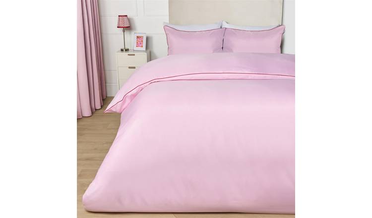 OHS Piped Edge Bedding Set Soft Duvet Cover Set Pink/Red - King