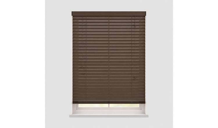 New Edge Blinds Dark Oak Real Wood String Venetian Blind - 210cm x 120cm