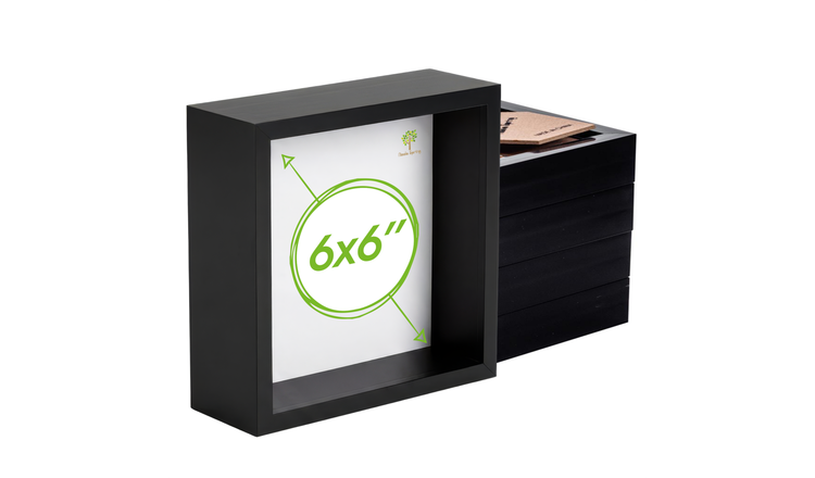 Nicola Spring 3D Deep Box Photo Frames - 6 x 6" - Set of 5 - Black