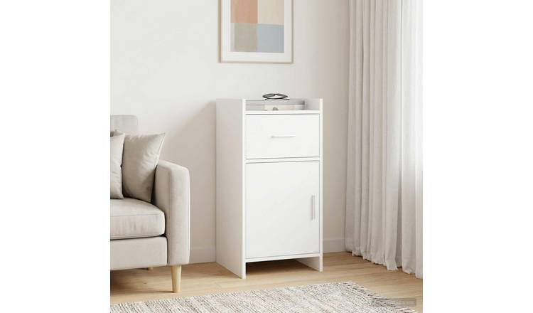 Walplus 1 Drawer Engineered Wood Sideboard 2 Shelf - White - 40 x 36 x 80 cm