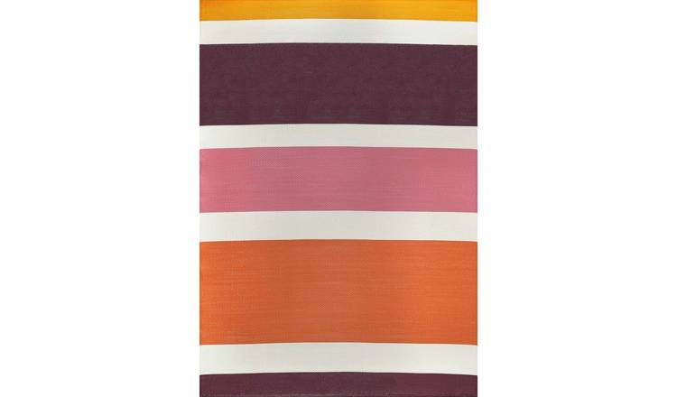 The Rugs Pink Rainbow Reversible Striped Outdoor Rug - 180 x 270cm