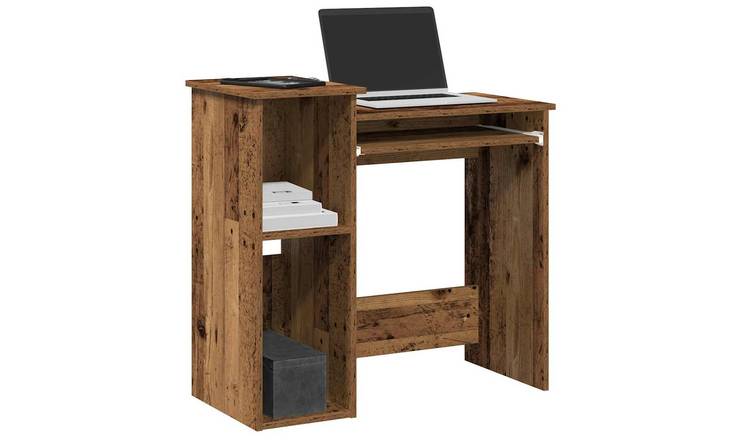 Walplus Shelves Engineered Wood Desk - Dark Wood - 84 x 40 x 78 cm
