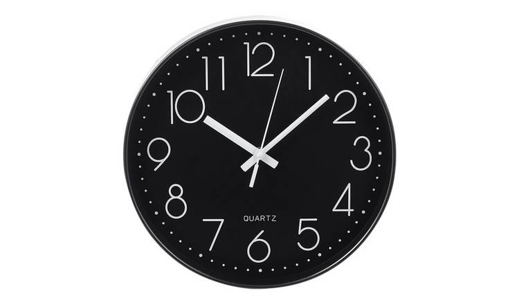Living and Home 30cm Wall Clock - Black