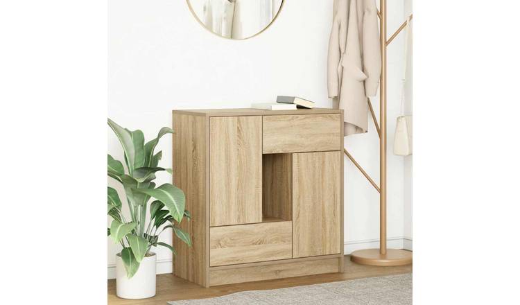 Walplus Engineered Wood Drawer Sideboard - Light Oak - 70.5 x 34 x 74.5 cm