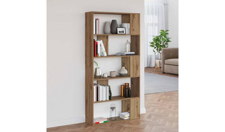 Walplus Engineered Wood Book Cabinet - Oak - 80 x 24 x 159 cm