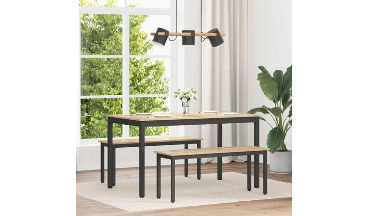 Walplus Rectangular Metal Dining Table - Grey - 140 x 80 x 75 cm