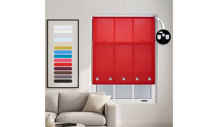 Furnished Red Daylight Roller Blind with Square Eyelets - 90cm x 165cm