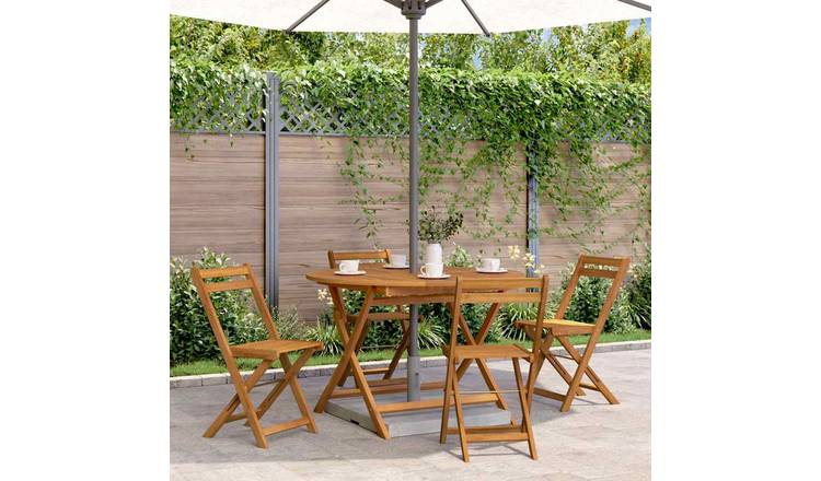 Walplus Solid Acacia Wood Folding Garden Table - Brown - 110 cm