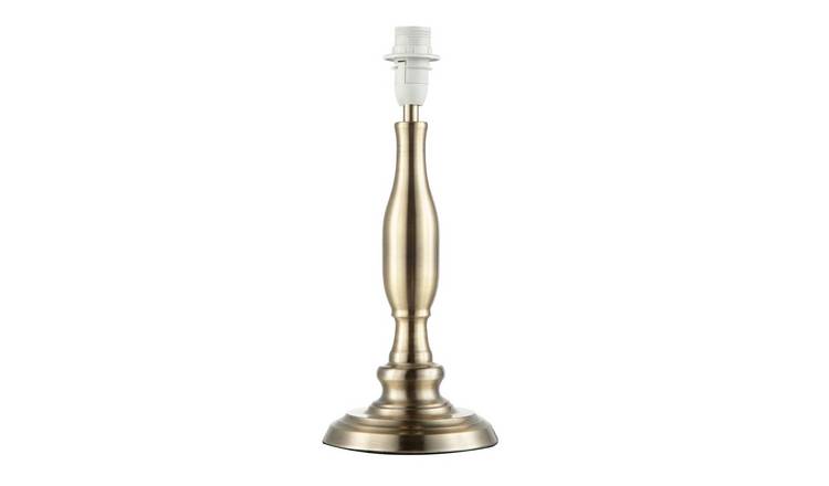 Happy Homewares Antique Brass Base with Curvy Metal Stem Table Lamp - 12cm