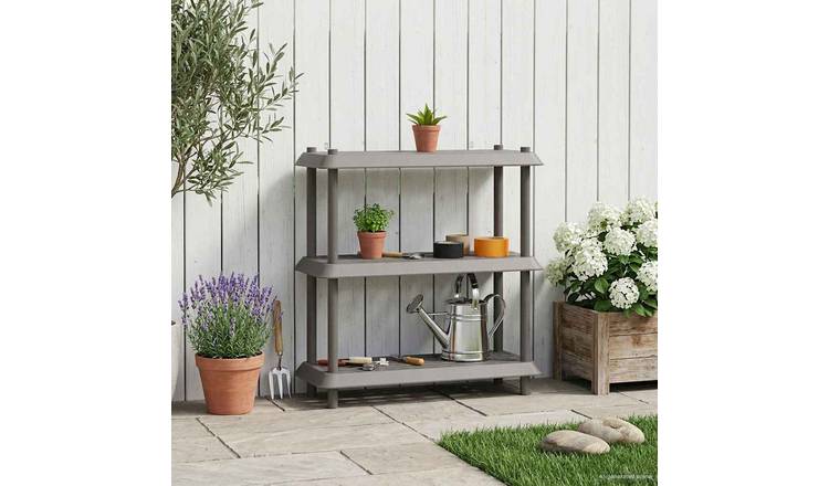 Walplus 3 Tier Shelving Unit - Light Grey - 100 x 40 x 96 cm