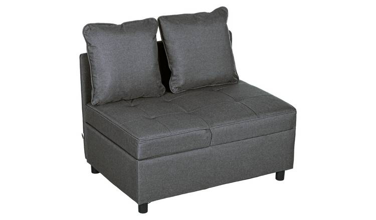 HOMCOM 3 in 1 Sofa Bed with Thick Padded Seat and Magazine Pocket - Grey