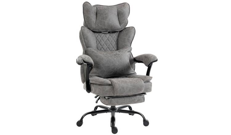 HOMCOM Executive Leathaire Lumbar Support Desk Chair - Grey