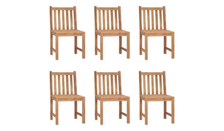 Walplus 6 Piece Solid Teak Wood Garden Chairs - Brown - 50 x 53 x 90 cm