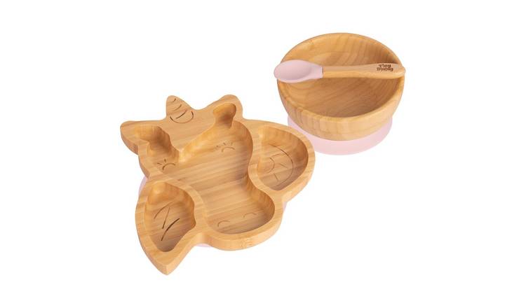 Tiny Dining 3pc Unicorn Bamboo Suction Dinner Set - Pastel Pink