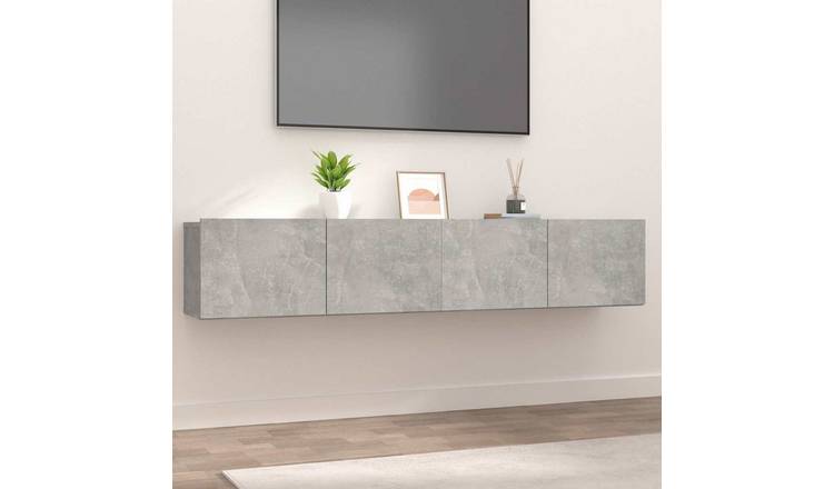 Walplus 2 Piece Engineered Wood TV Cabinet Set - Grey - 110.5 x 34 x 40 cm