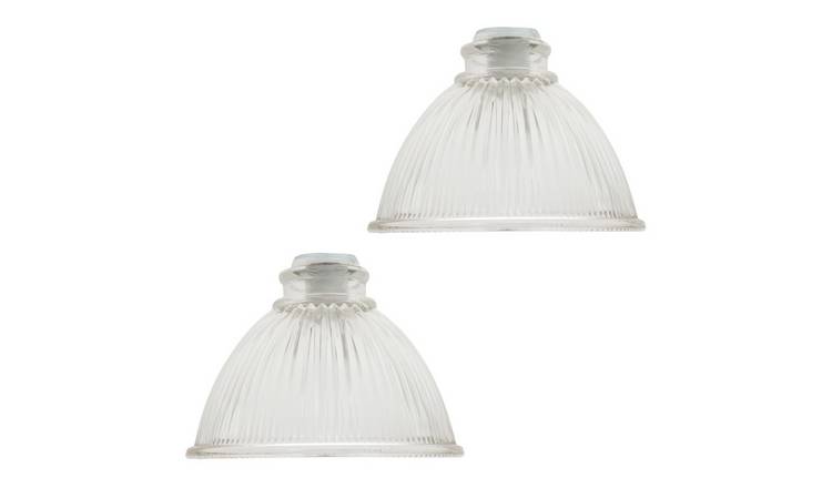 Happy Homewares Pair of American Diner Clear Glass Pendant Shade - 17cm