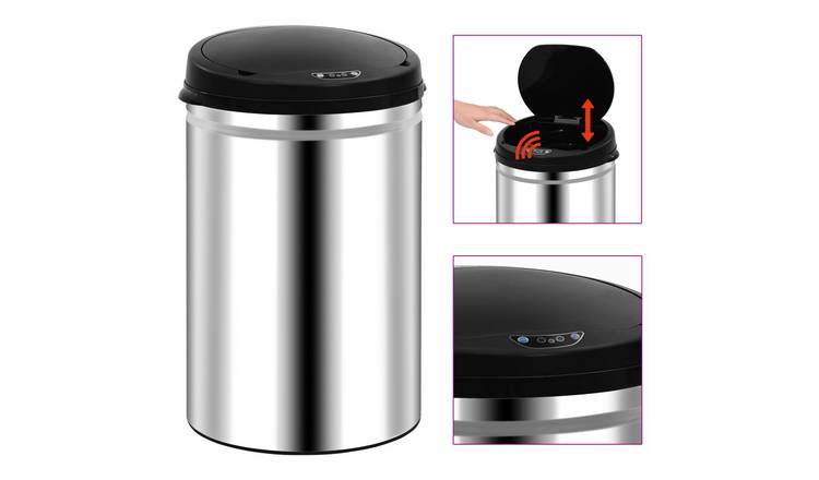 Walplus Stainless Steel Automatic Sensor Dustbin 30 L - Silver - 30.5 x 51.5 cm