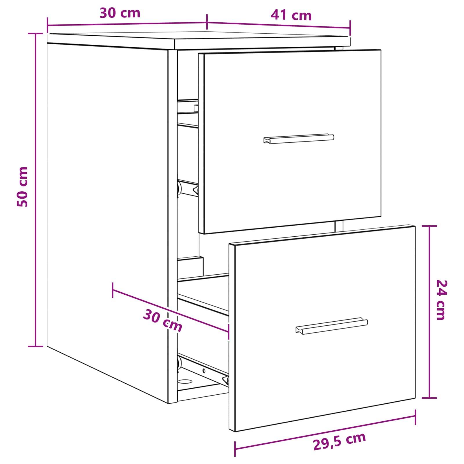Walplus Wood Bathroom Cabinet with 2 Drawers - Grey Sonoma - 30 x 41 x 50 cm - Image 9