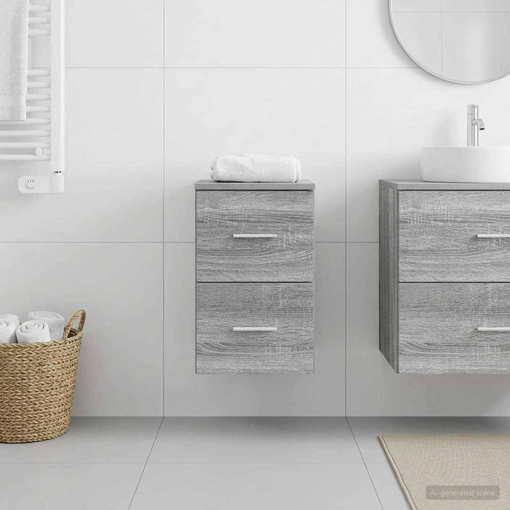 Walplus Wood Bathroom Cabinet with 2 Drawers - Grey Sonoma - 30 x 41 x 50 cm - Image 1