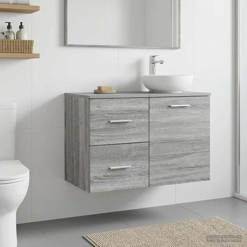 Walplus Wood Bathroom Cabinet with 2 Drawers - Grey Sonoma - 30 x 41 x 50 cm - Image 3